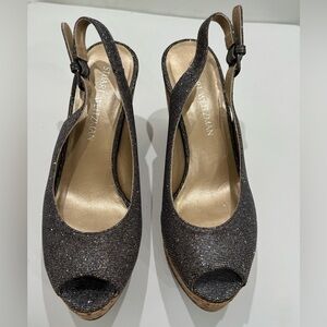 Stuart Weitzman Glittering Black Slingback Heels